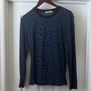 Women's Blue Leopard Print Sweater